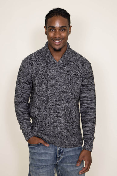 1897 Original 1/4 Shawl Cable Neck Sweater for Men in Black