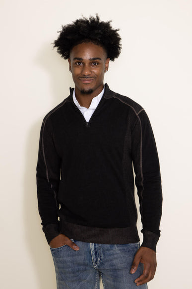 1897 Original 1/4 Zip Mock Neck Sweater for Men in Black Latte