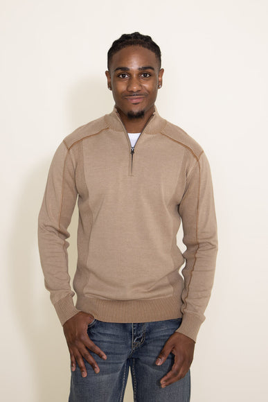 1897 Original 1/4 Zip Mock Neck Sweater for Men in Brown