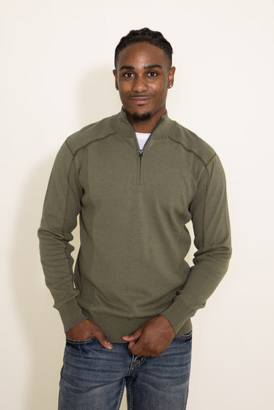 1897 Original 1/4 Zip Mock Neck Sweater for Men in Green