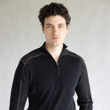1897 Original 1/4 Zip Mock Neck Sweater for Men in Black/Latte