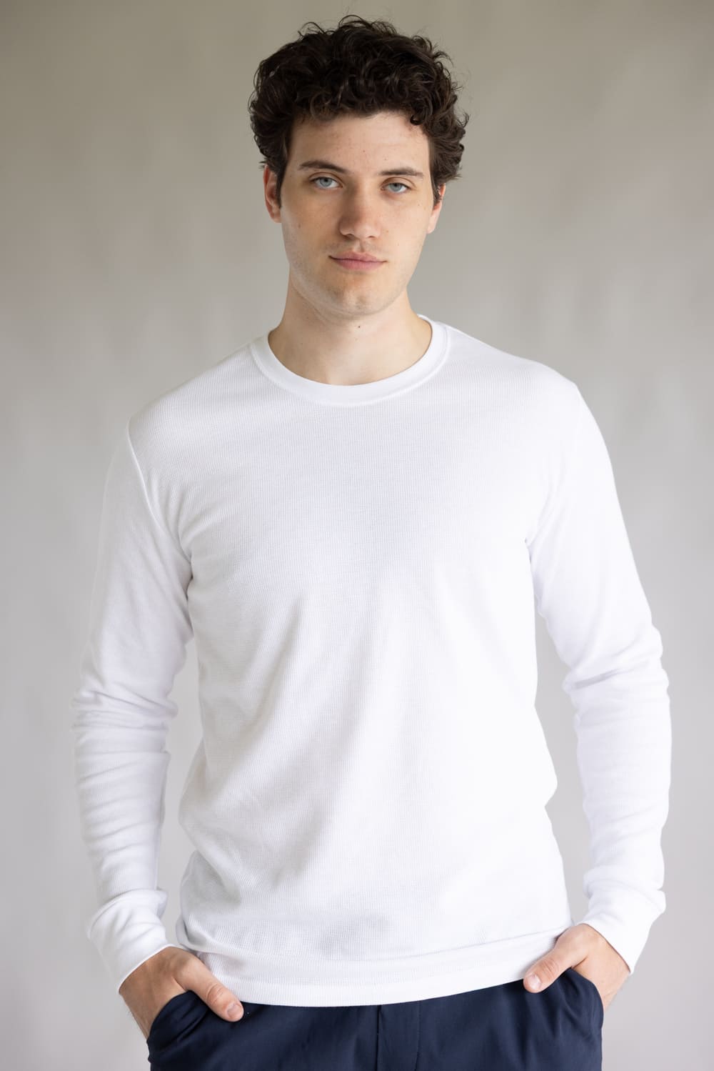 1897 Original Solid Crew Thermal Long Sleeve Shirt for Men in White