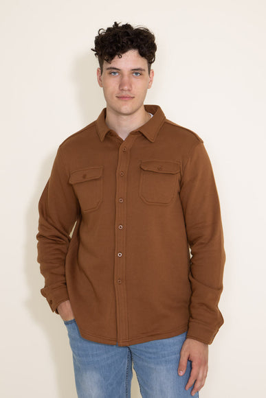 1897 Original Solid Fleece Shacket for Men in Brown