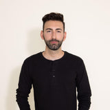 1897 Original Solid Henley Thermal Long Sleeve Shirt for Men in Black