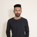 1897 Original Solid Henley Thermal Long Sleeve Shirt for Men in Charcoal