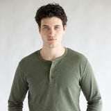 1897 Original Solid Henley Thermal Long Sleeve Shirt for Men in Green