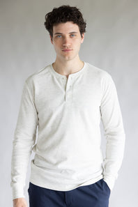 1897 Original Solid Henley Thermal Long Sleeve Shirt for Men in Oatmeal