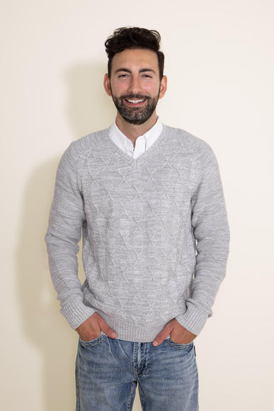 1897 Original V-Neck Cable Knit Sweater for Men in Grey