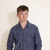 1897 Original Window Pane Woven Button Down Shirt for Men in Navy