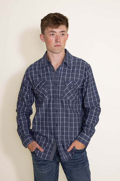 1897 Original Window Pane Woven Button Down Shirt for Men in Navy