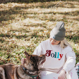 1897 Active Jolly Color Patch Fleece Sweatshirt for Women in Beige