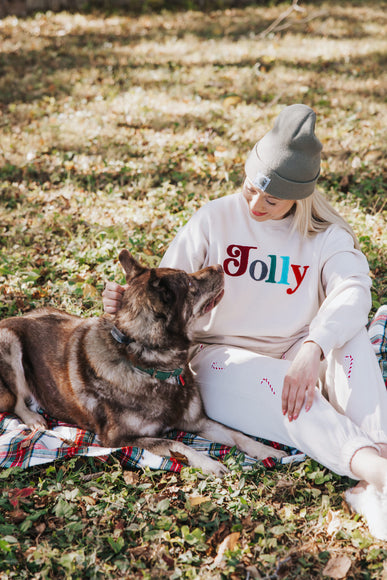 1897 Active Jolly Color Patch Fleece Sweatshirt for Women in Beige