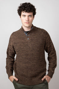 1897 Original ¼ Mock Neck Button Sweater for Men in Brown