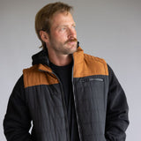 Puffer Vest Knit Hood Jacket for Men in Black