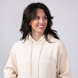 1897 Active Michigan Embroidered Hoodie for Women in Cream