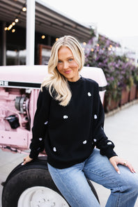 1897 Active Ghost Embroidered Sweatshirt for Women in Black