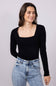 Seamless Double Layer Square Neck Shirt for Women in Black