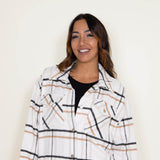 Plaid Shacket for Women in Cream/Black Plaid