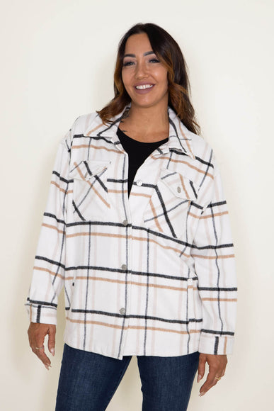 Plaid Shacket for Women in Cream/Black Plaid