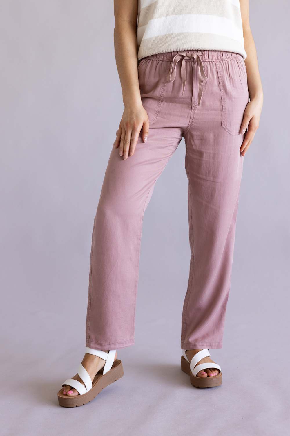 Tencel Drawstring Pants for Women in Mauve