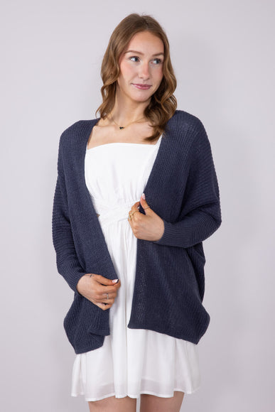 Shaker Stitch Cardigan for Women in Indigo