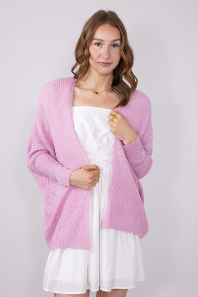 Shaker Stitch Cardigan for Women in Pink