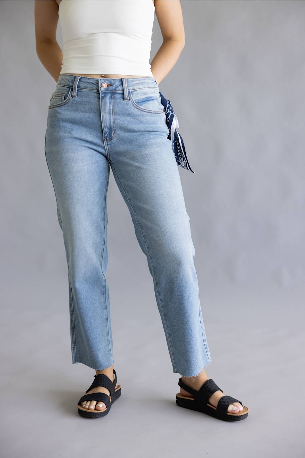 Judy Blue Mid Rise Bandana Straight Jeans for Women