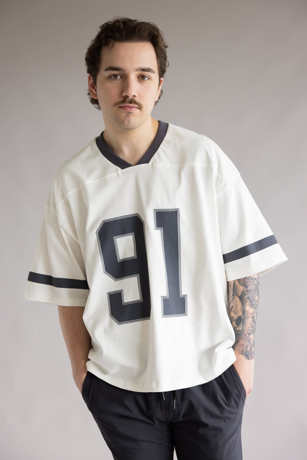 91 Graphic Jersey T-Shirt for Men in White