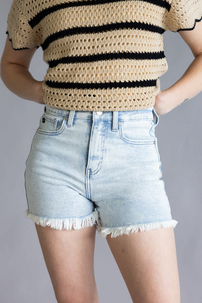 KanCan x Gliks Best Friend Fray Hem Light Wash Denim Shorts for