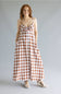 ACOA Gingham Midi Dress for Women in Brown/Ivory
