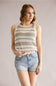 Striped Crotchet Sweater Tank for Women in Taupe