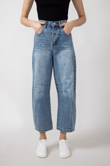 High Rise Barrel Wash Jeans for Women