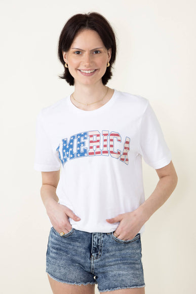 America Graphic T-Shirt for Women in White