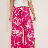 Angie Clothing Split Tropical Beach Pants for Women in Pink