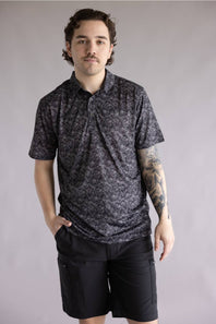 Ariat All Over Print Fitted Polo for Men in Black