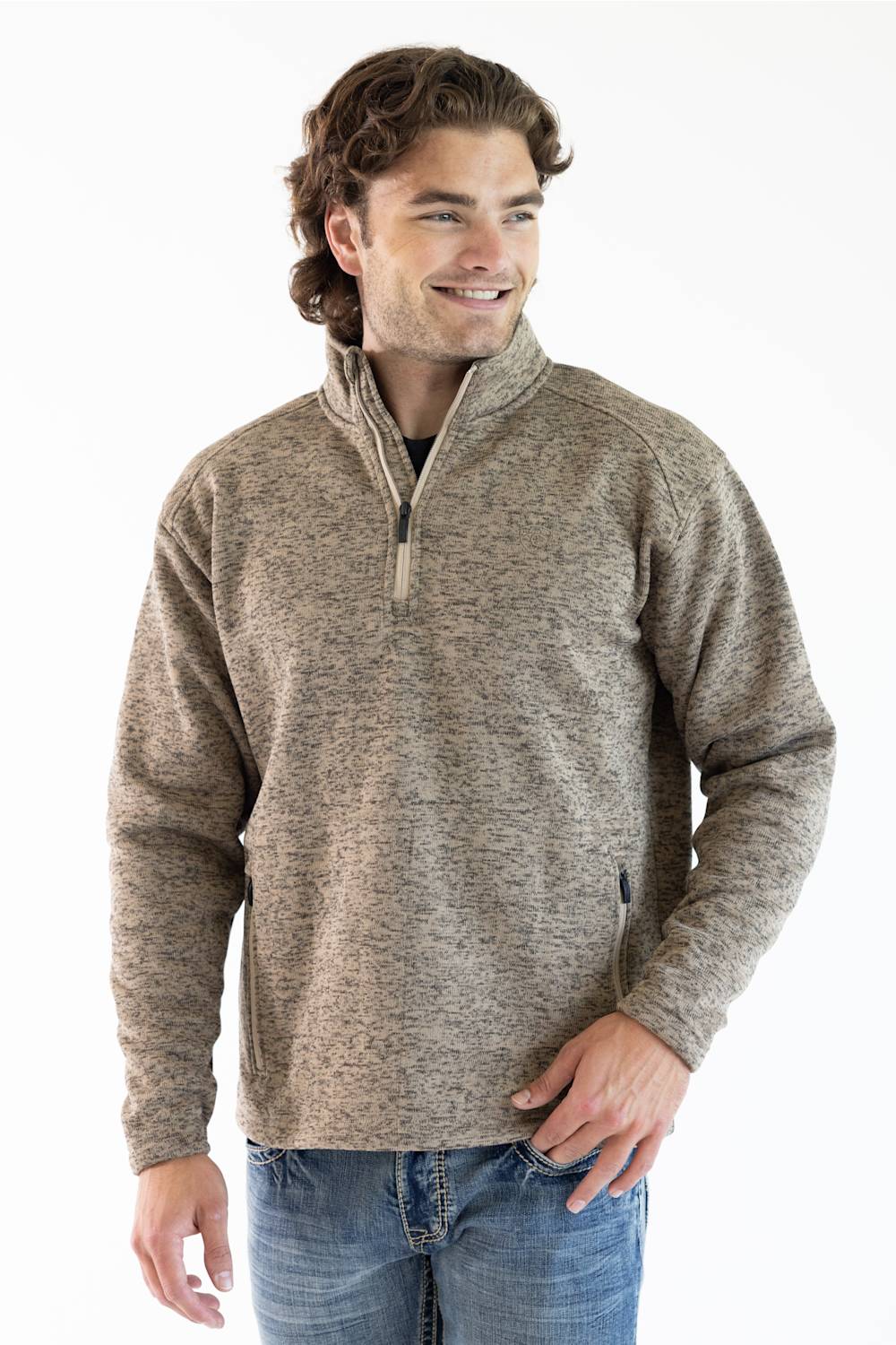 Ariat Caldwell 1/4 Zip Sweater for Men in Savannah Tan | 10079435-SAVANNAH TAN