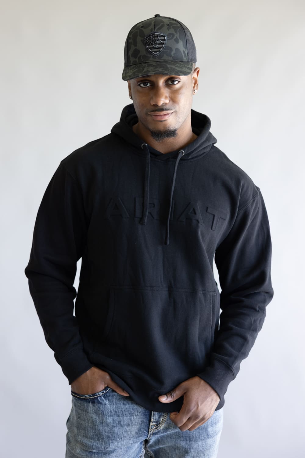 Ariat Embossed Logo Hoodie for Men in Black