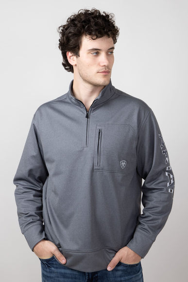 Ariat Team Logo Quarter Zip Sweatshirt for Men in Grey