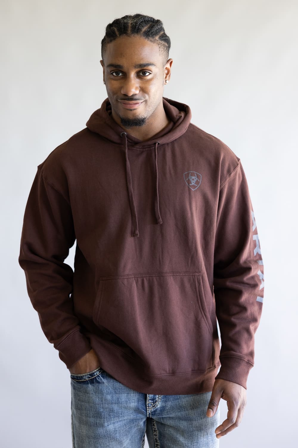 Ariat Logo Hoodie for Men in Deep Mahogany