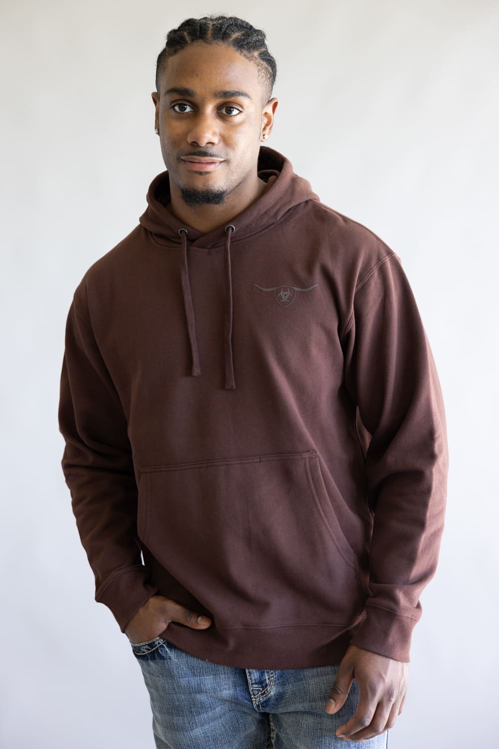 Ariat Shield Steer Head Hoodie for Men in Brown