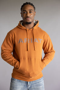 Ariat Stitch Shield Logo Hoodie for Men in Adobe Orange