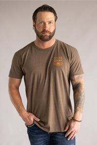 Ariat Stripe Patriotic Badge T-Shirt for Men in Brown Heather