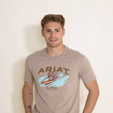 Ariat Surf and Turf Western Aloha T-Shirt for Men in Oatmeal Brown