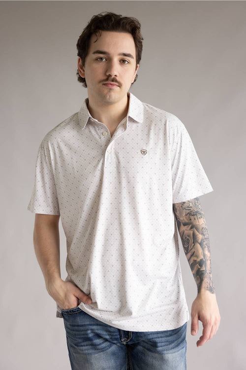 Ariat Tek Printed Polo Shirt for Men in White