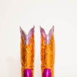 Azalea Wang Hendrix Tall Cowboy Boots For Women in Pink Multi