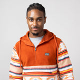 Aztec Color Block Hooded Pullover for Men in Picante Sand