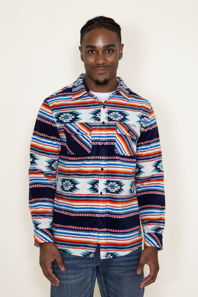 Aztec Polar Fleece Shacket for Men in Navy