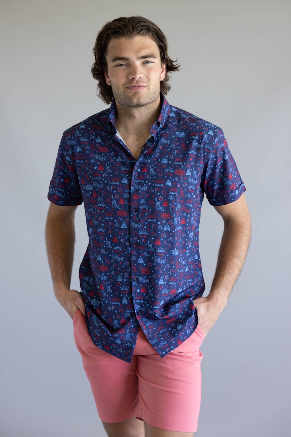 Lady Liberty Button Down for Men in Navy