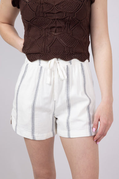 Drawstring Stripe Shorts for Women in Ivory