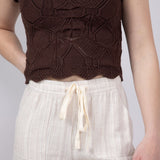 Drawstring Stripe Shorts for Women in Natural